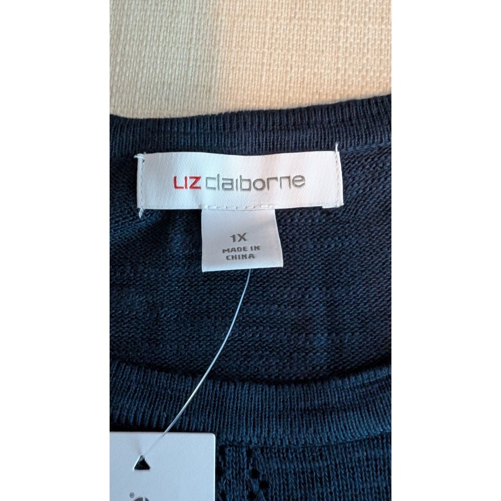 Women's Liz Claiborne Navy Blue Short Sleeve Sweater Size 1X